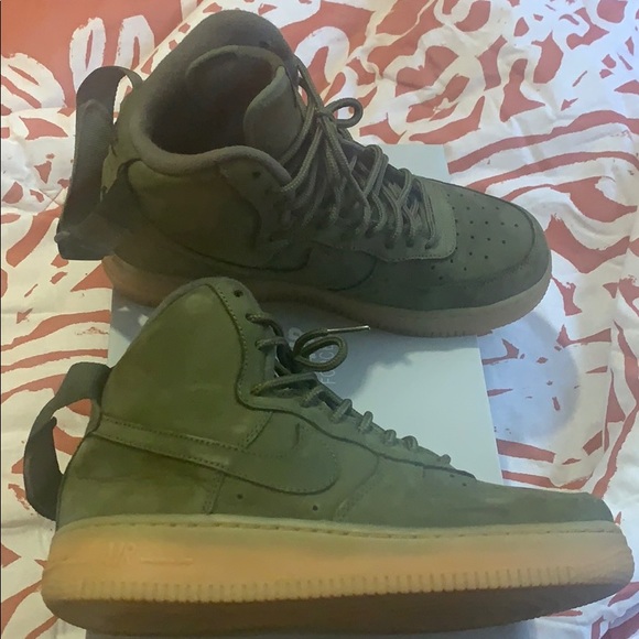 olive green high top air force ones